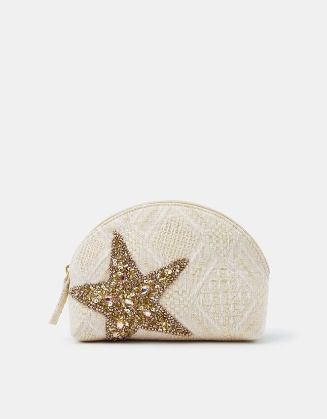Embellished Starfish Make Up Bag, , large
