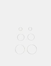 3-Pack Sterling Silver Hoop Earrings, , large