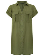 Beach Shirt Dress in LENZING™ ECOVERO™, Green (KHAKI), large