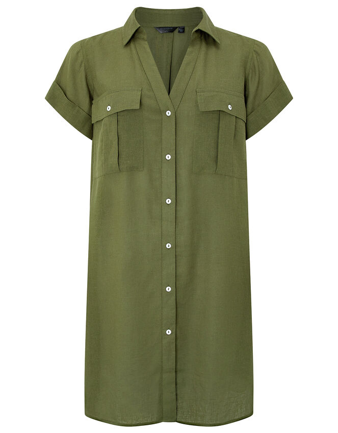 Beach Shirt Dress in LENZING™ ECOVERO™, Green (KHAKI), large