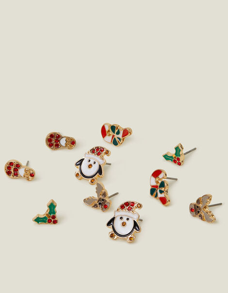 5-Pack Glitter Christmas Stud Earrings, , large