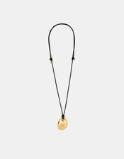14ct Gold-Plated Pendant Leather Cord Necklace, , large