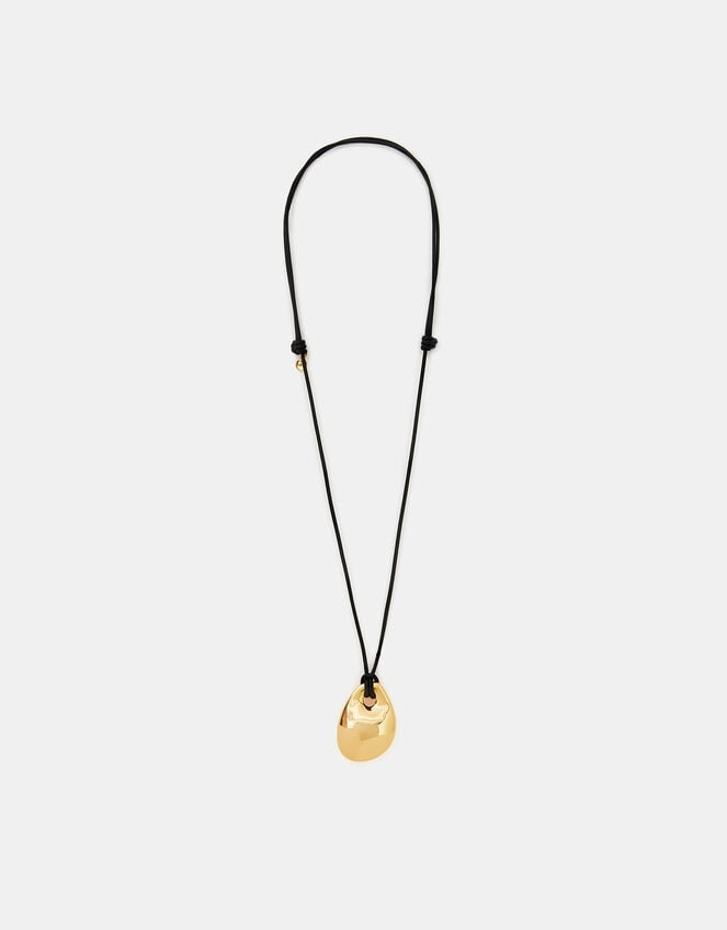 14ct Gold-Plated Pendant Leather Cord Necklace, , large