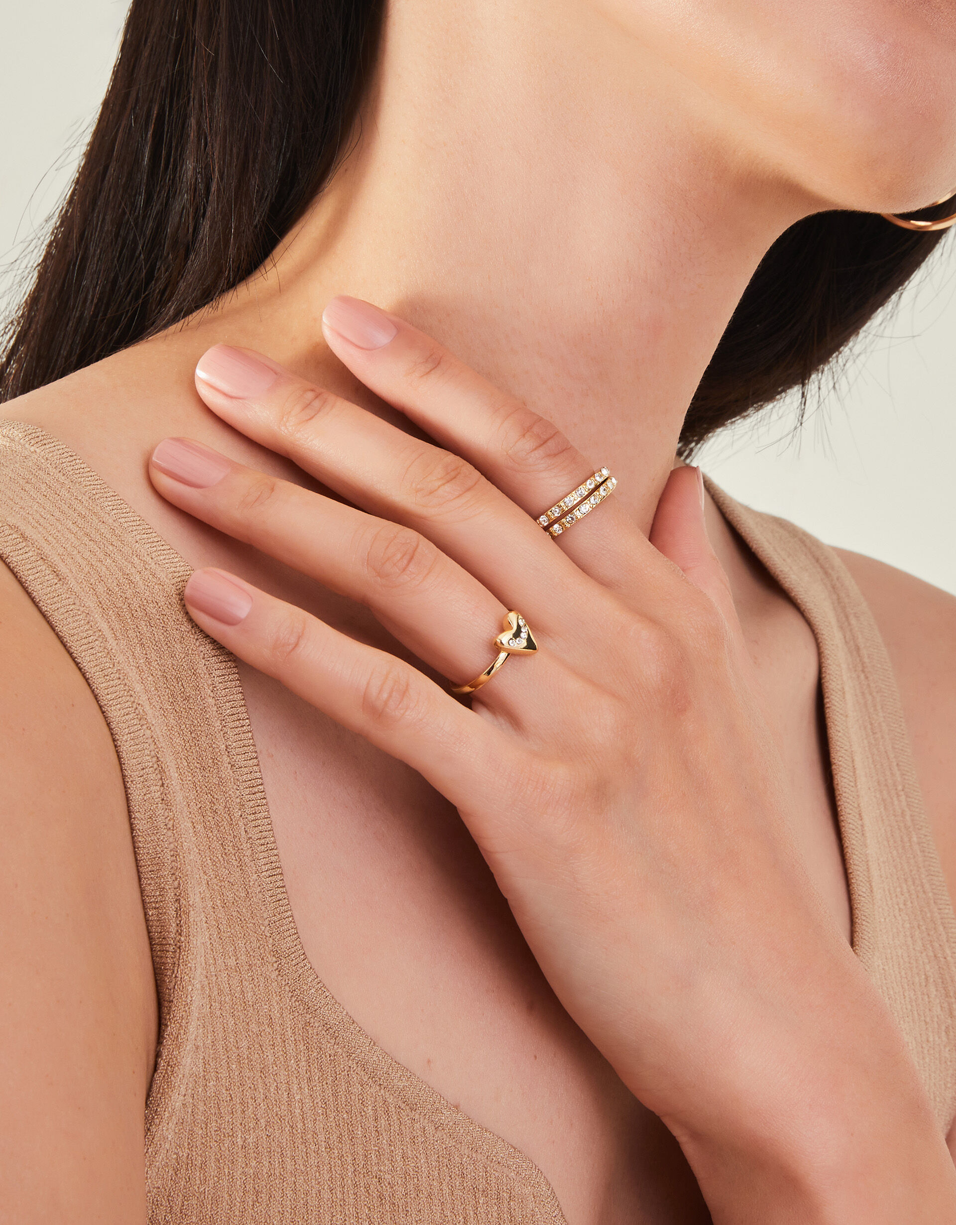 3 Pack Heart Gem Rings White Stacking Rings Accessorize Global