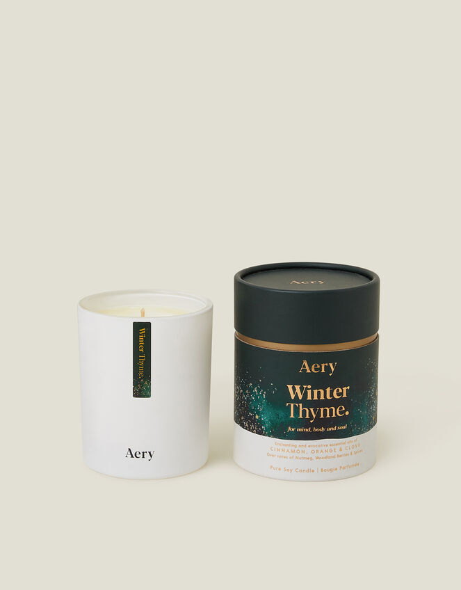 Aery Winter Thyme Cinnamon Orange & Clove Glass Candle, , large