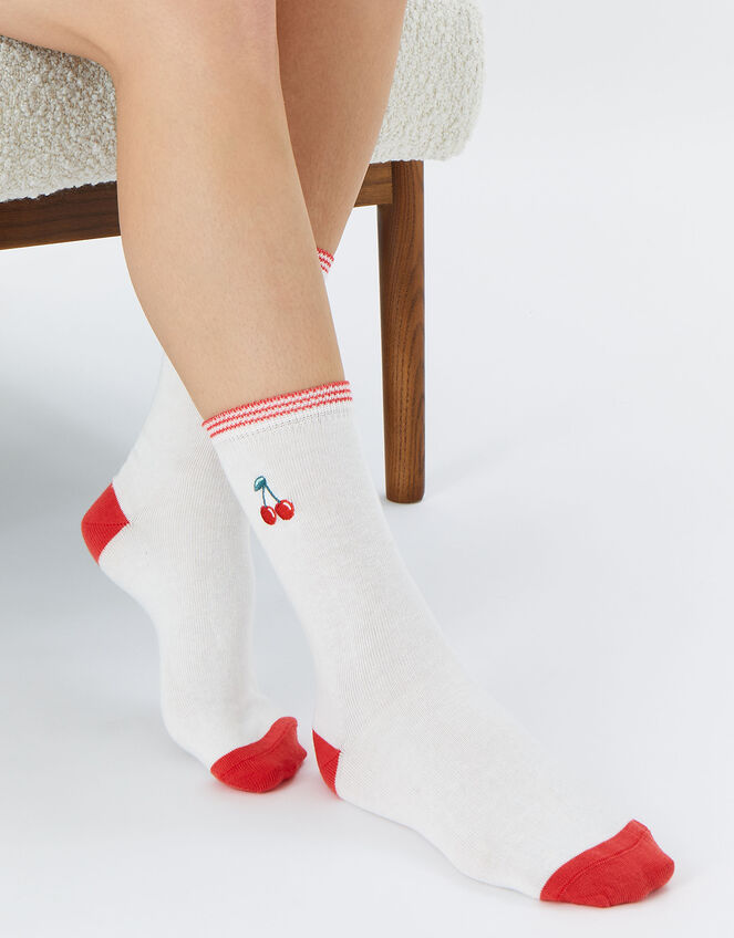 Cherry Embroidery Socks` Socks & Tights Accessorize UK