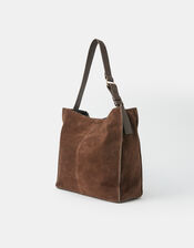 Large Pocket Suede Shoulder Bag, , large