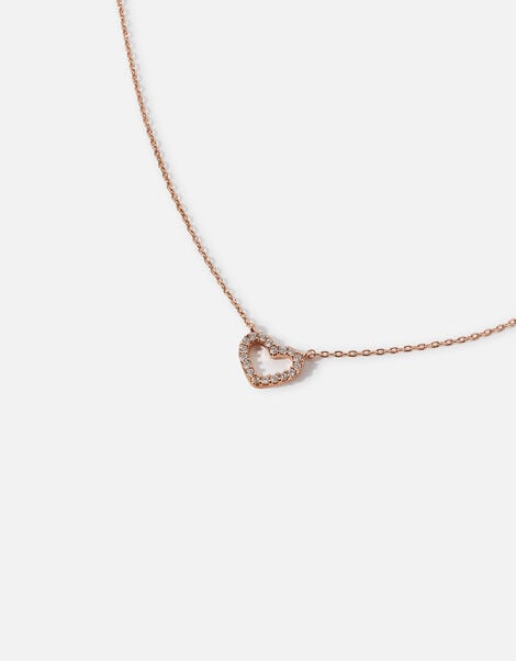Rose Gold-Plated Sparkle Heart Pendant , , large