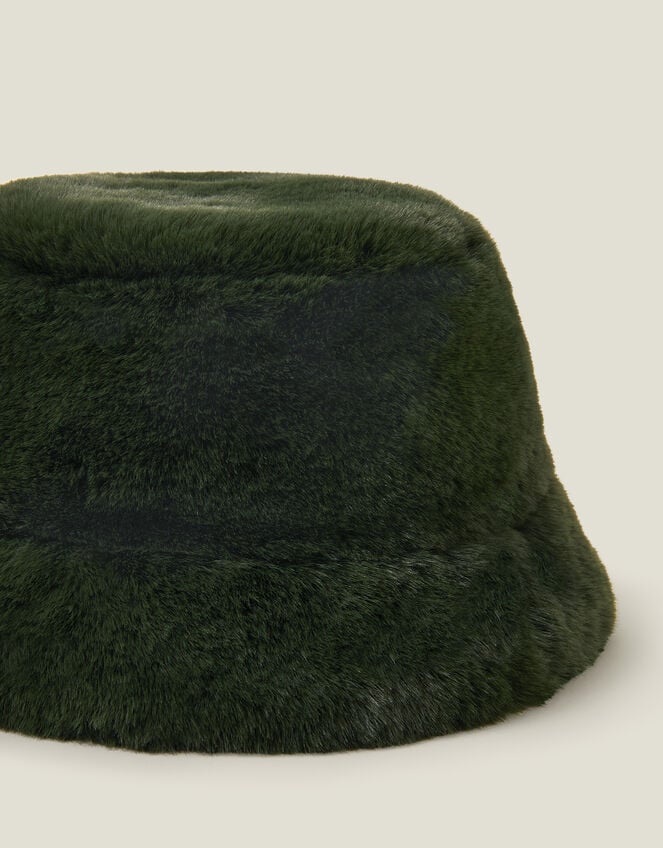 Faux Fur Bucket Hat, Green (GREEN), large