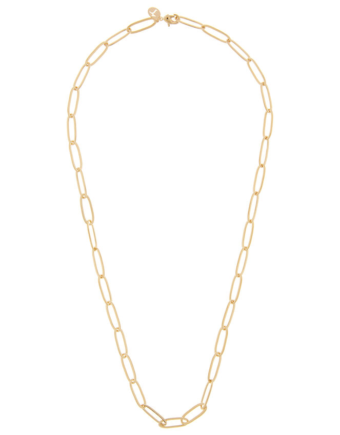 Gold-Plated Oval Link Chain Necklace, , large