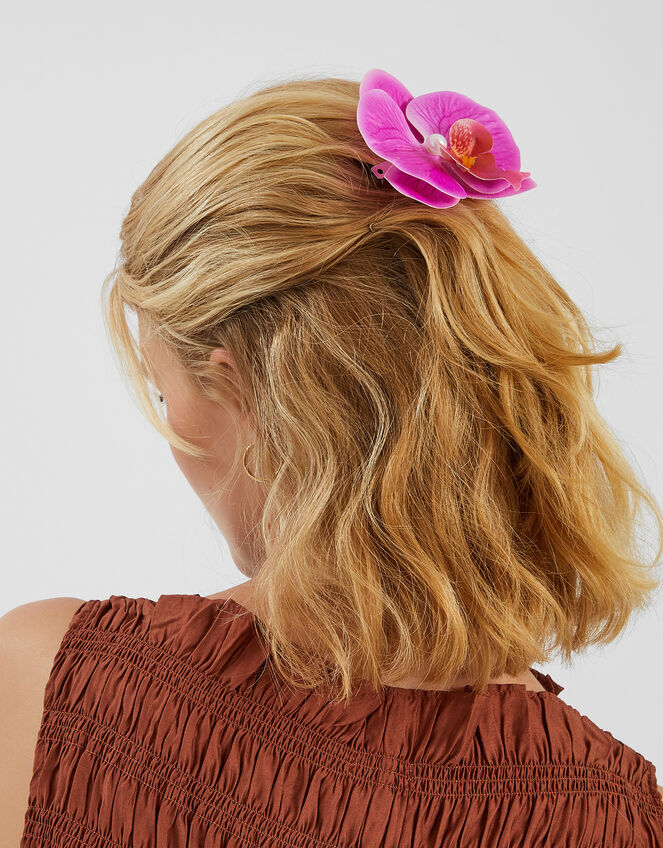 Orchid Flower Barrette Hair Clip, , large
