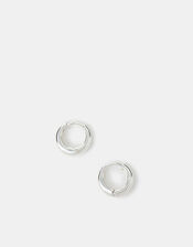 Sterling Silver-Plated Chunky Huggie Hoop Earrings, , large