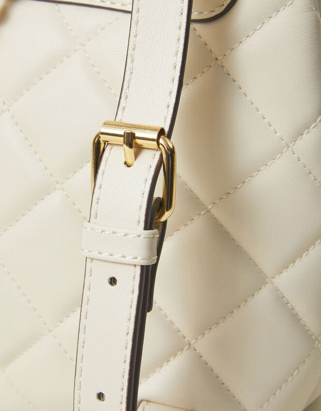 Small Quilted Faux Leather Backpack, Cream (CREAM), large
