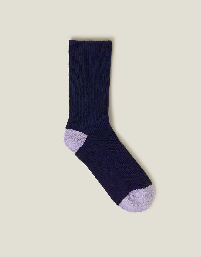 Cosy Rib Knit Socks, Blue (NAVY), large