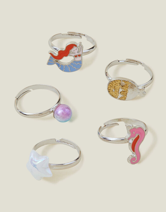 5-Pack Girls Mermaid Ring Set, , large