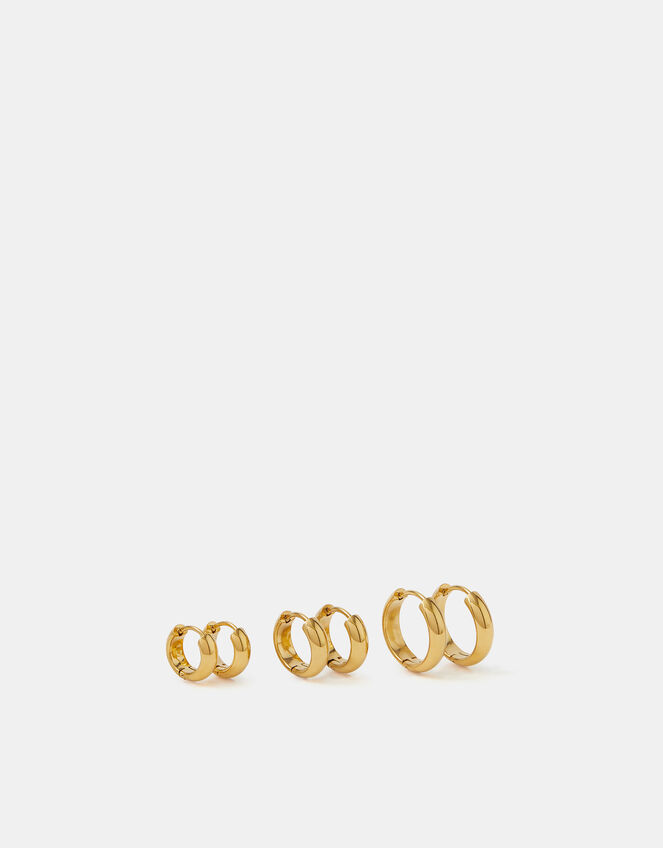 3-Pack Stainless Steel Clicker Hoop Earrings, , large