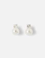 Sterling Silver Sparkle Pearl Drop Earrings, , large