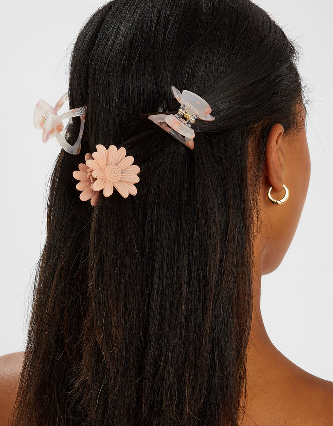 3-Pack Flower and Resin Claw Clips, , large