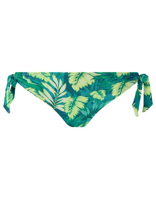 Leaf Print Tie Side Bikini Briefs, Green (GREEN), large