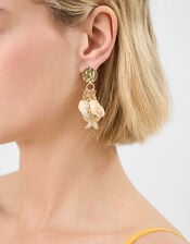 Shell Charm Drop Earrings, , large