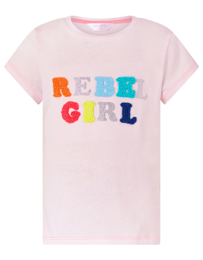 Rebel Girl Glitter T-Shirt in Cotton Jersey, Pink (PINK), large