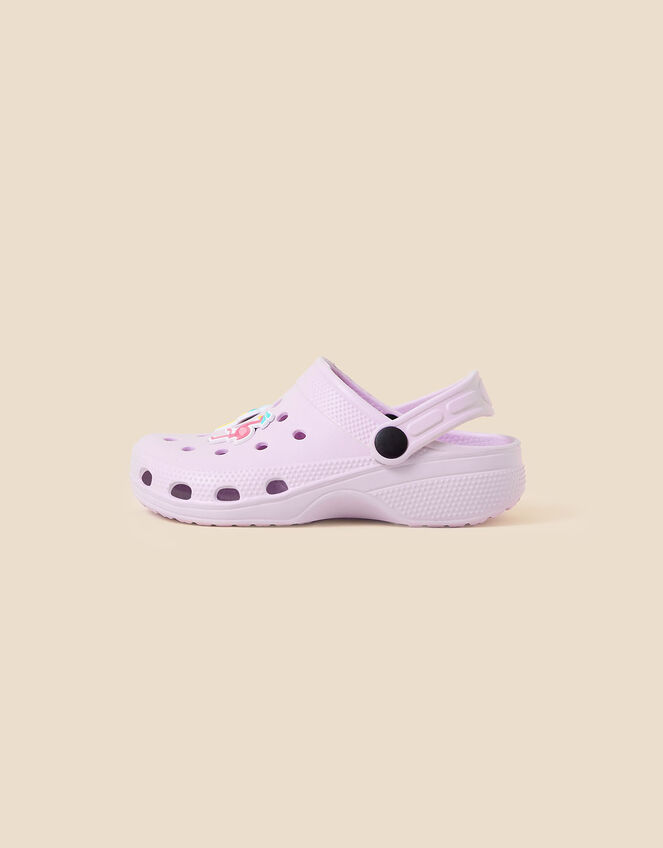 Girls Flamingo Charm Clogs, Purple (LILAC), large