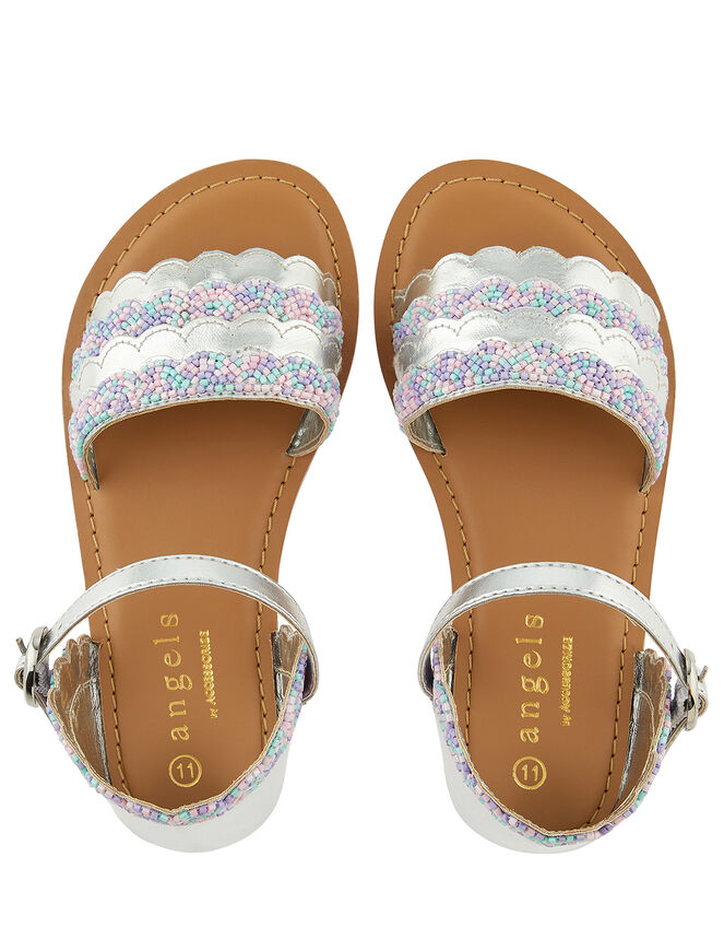 Mermaid Metallic Beaded Sandals, Multi (PASTEL-MULTI), large