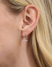 4-Pack Sterling Silver-Plated T-Bar Hoop Earrings, , large