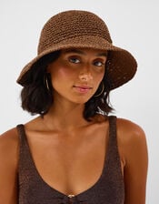 Woven Straw Bucket Hat, , large