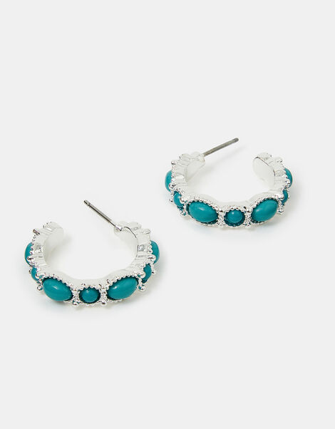 Eclectic Stone Hoop Earrings, , large