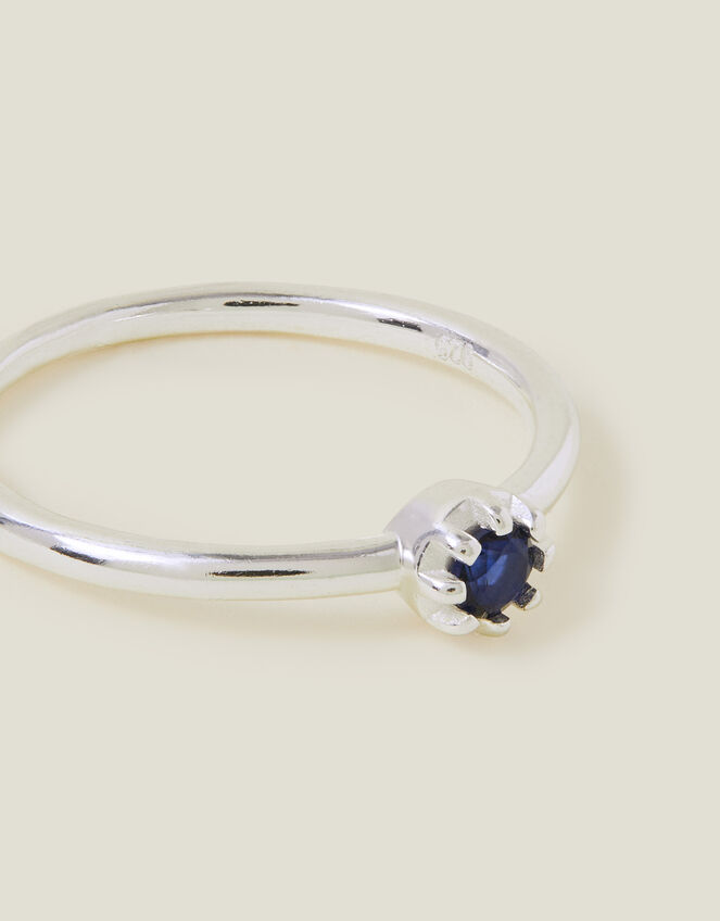 Sterling Silver-Plated Sparkle Ring, Blue (BLUE), large