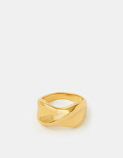 Stainless Steel Chunky Twist Ring, Gold (GOLD), large