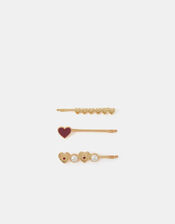 3-Pack Heart Hair Slides, , large