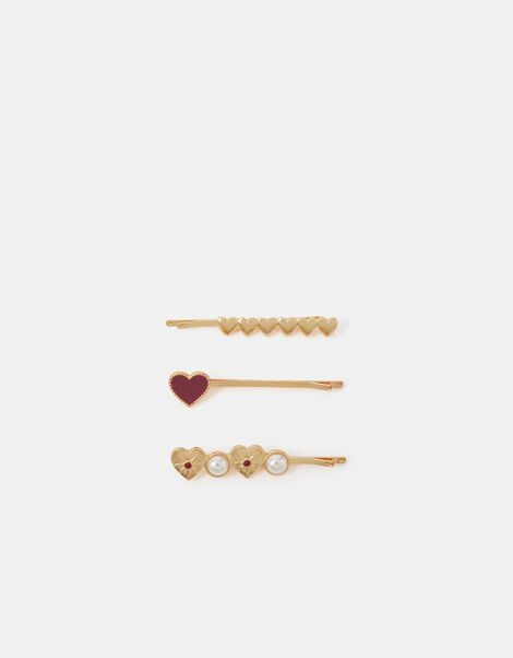 3-Pack Heart Hair Slides, , large