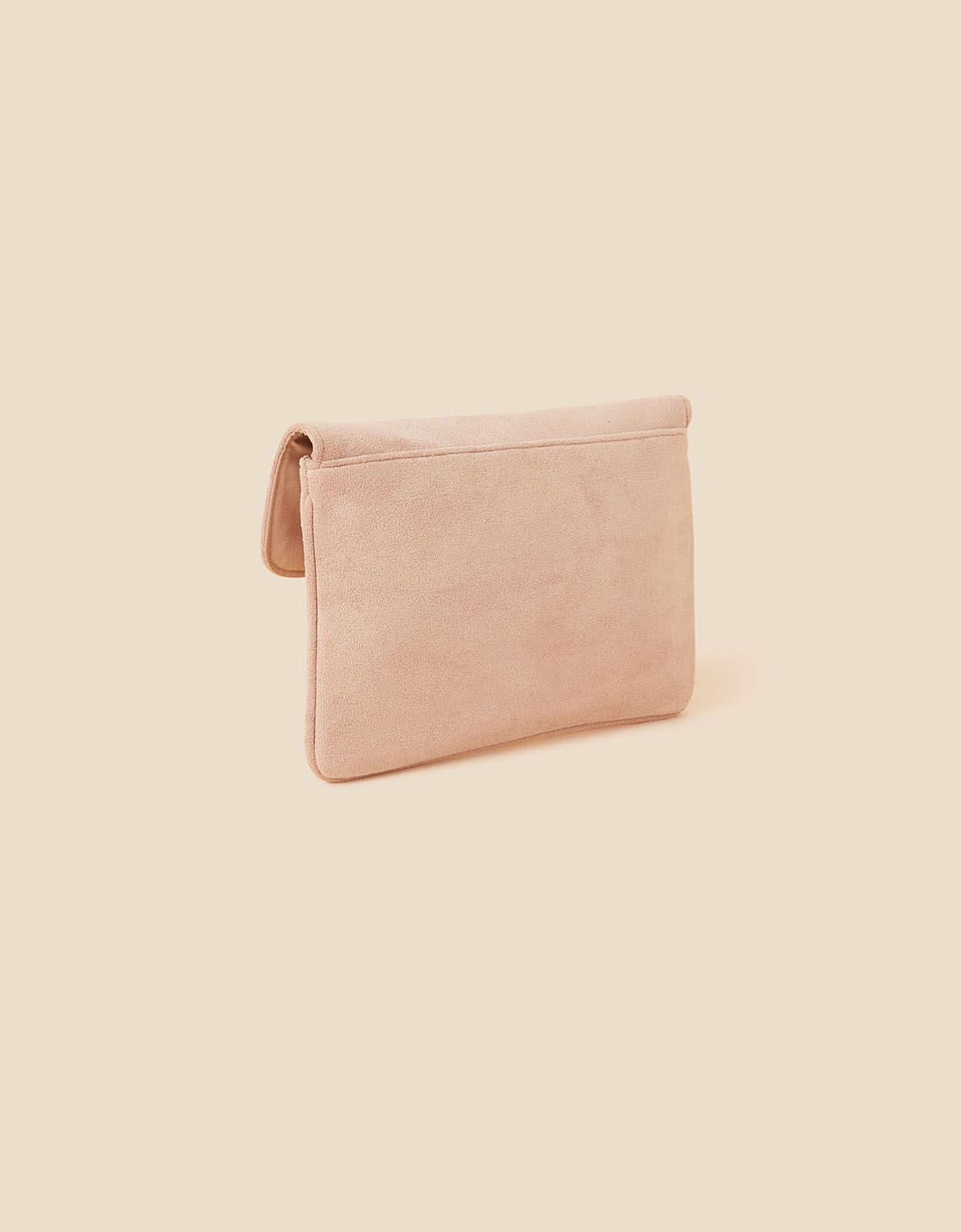 Suedette Flat Fold Clutch Nude