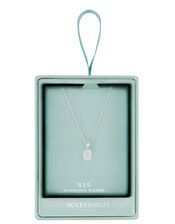 Sterling Silver Oval Cut Solitaire Necklace, , large