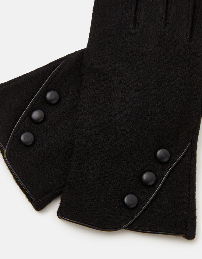 Plain Wool Gloves, Black (BLACK), large