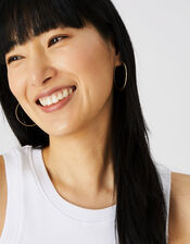 14ct Gold-Plated Medium Hoop Earrings, , large