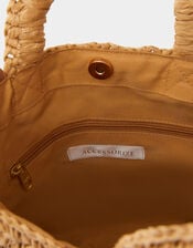 Floral Embroidered Raffia Crossbody Bag, , large