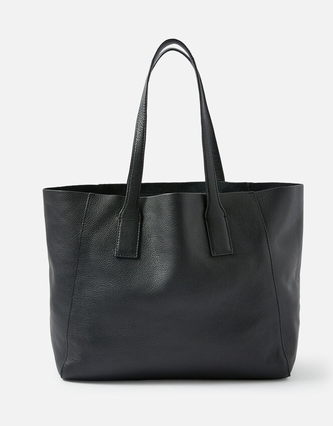 Melinda Large Leather Shopper, Black (BLACK), large