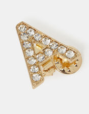 Sparkle Initial Brooch, White (CRYSTAL), large