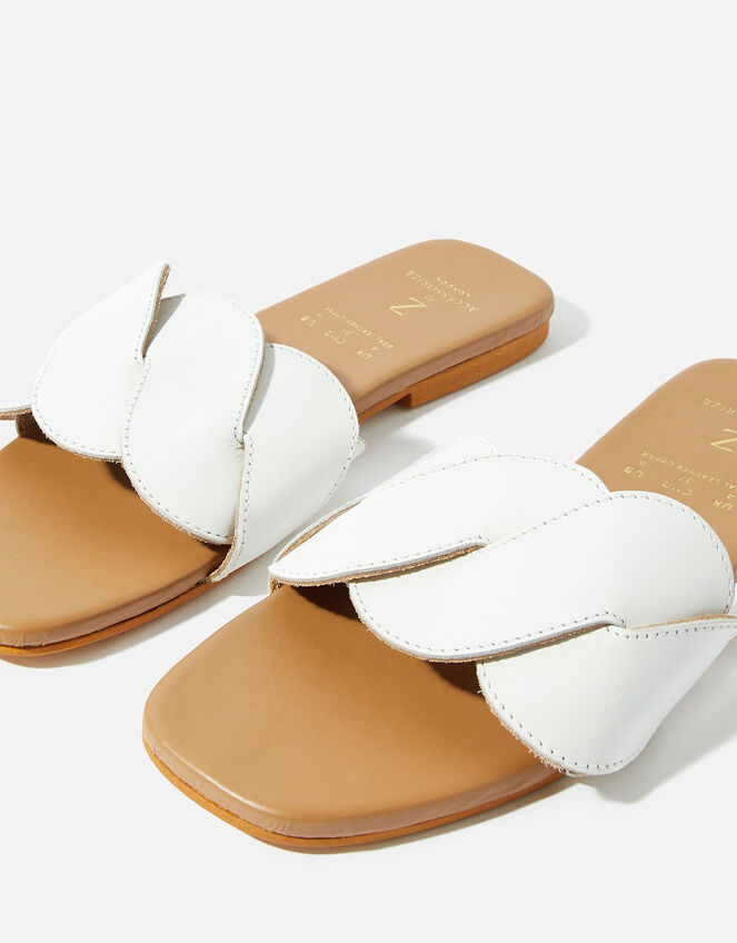 Twisted Leather Sandals, White (WHITE), large