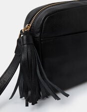 Tassel Leather Crossbody Bag, , large