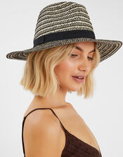 Contrast Woven Straw Hat, , large