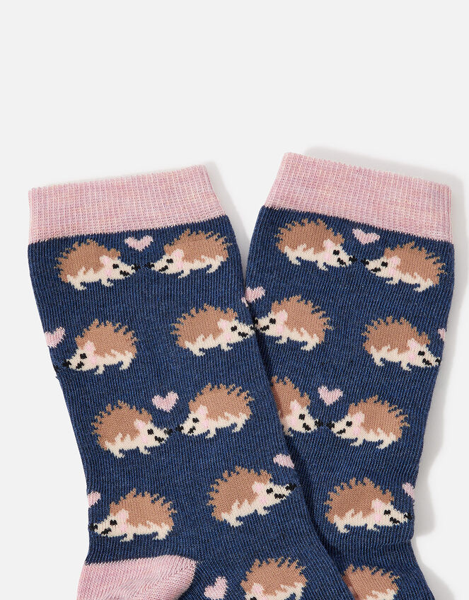 All Over Hedgehog Print Socks, , large