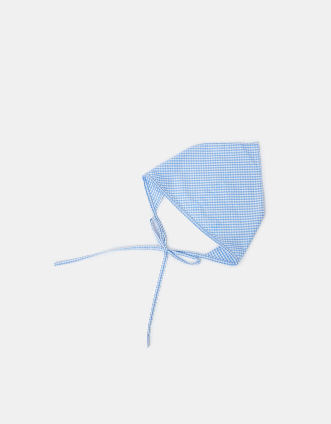 Gingham Bandana Headscarf Blue, , large