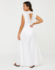 Chiffon and Lace Maxi Kaftan, White (WHITE), large