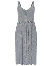 Striped Cotton Midi Dress, Blue (NAVY), large