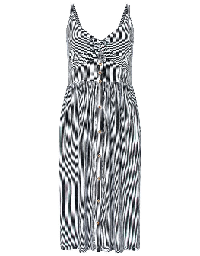 Striped Cotton Midi Dress, Blue (NAVY), large
