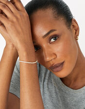 Gold-Plated Crystal Tennis Bracelet, , large